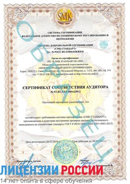 Образец сертификата соответствия аудитора Образец сертификата соответствия аудитора №ST.RU.EXP.00014299-2 Переславль-Залесский Сертификат ISO 14001